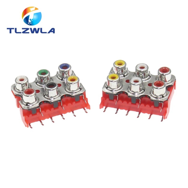 1Pcs AV Concentric Socket 9-Foot RCA Socket 6-Hole PCB Welded AUdio And Video Socket Lotus Socket AV6-8.4-13B