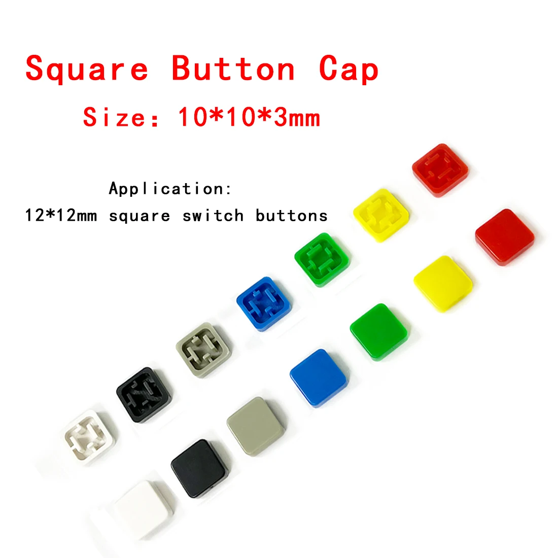 100pcs 12*12mm push button switch cap square button cap  multi color button caps for 12*12mm square tactile switches