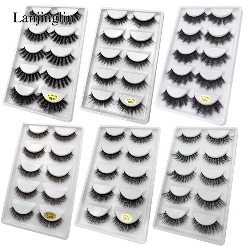 

10 Boxes False Eyelashes 5 Pairs 3D Mink Lashes Natural Long Wispy Fluffy Fake Lash Extension Make up Tools Faux Cils Wholesale