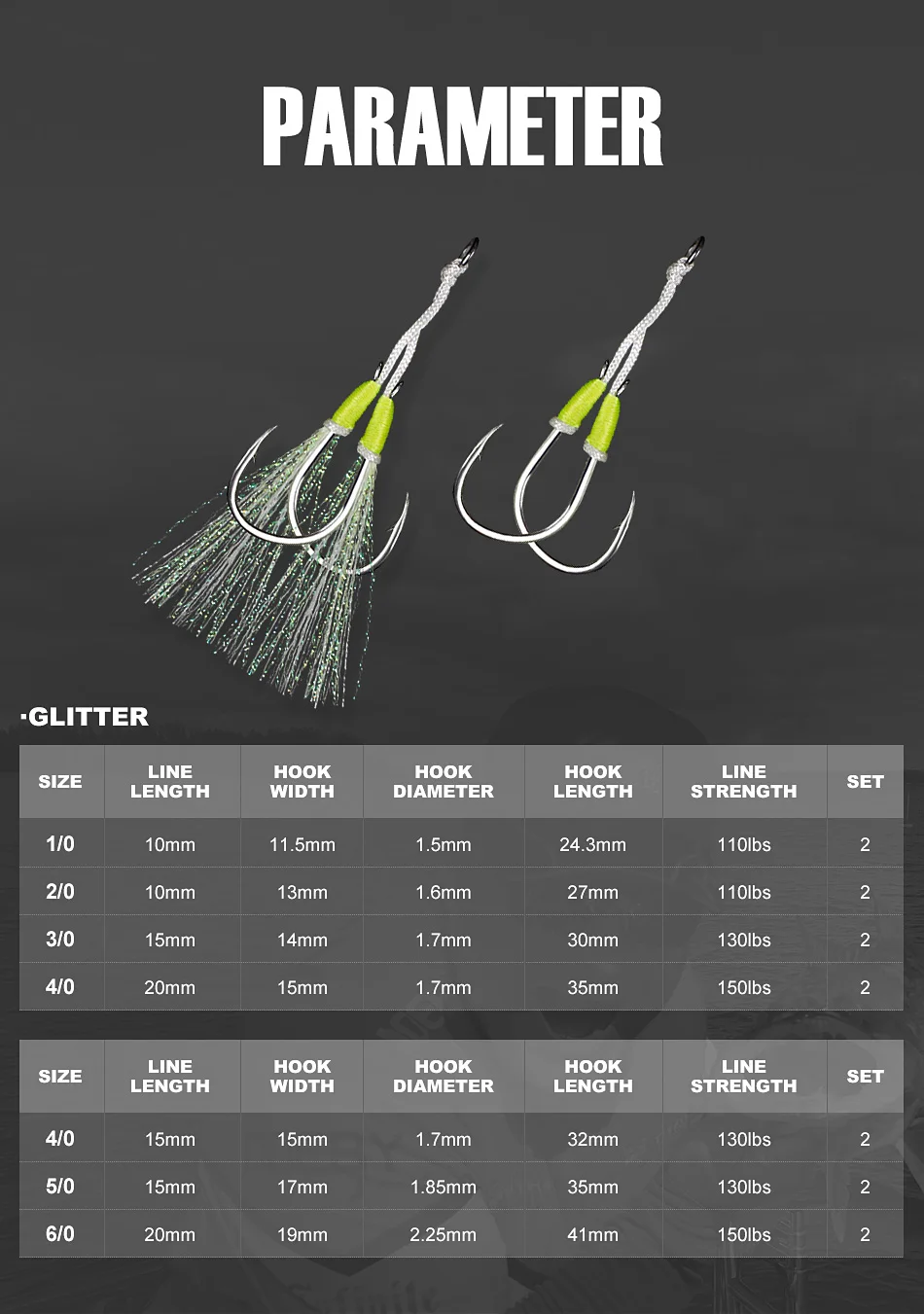 Noeby Twin Assist Hook Slow Jigging Angelhaken Doppel 1/0 2/0 3/0 4/0 5/0 6/0 Angelhaken mit Widerhaken und Kohlenstoffstahl – Detail 3