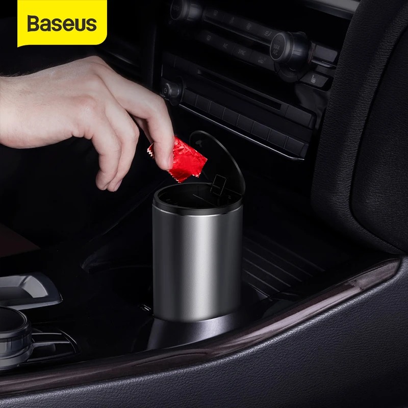 Baseus Car Trash Bin Garbage Can Alloy Auto Interior Organizer Storage Bin Car Garbage Box Holder Ashtray Case Car Accessories