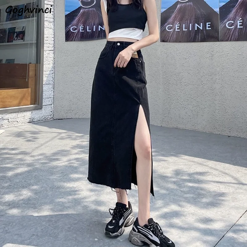 

Skirts Women Denim Sexy Side-slit Tassel A-line High-Waist Bodycon Stylish Ulzzang Summer All-match Lovely Chic Saia Feminina