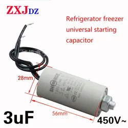 Refrigerator freezer compressor start running capacitor CBB60 3uF  starting capacitor