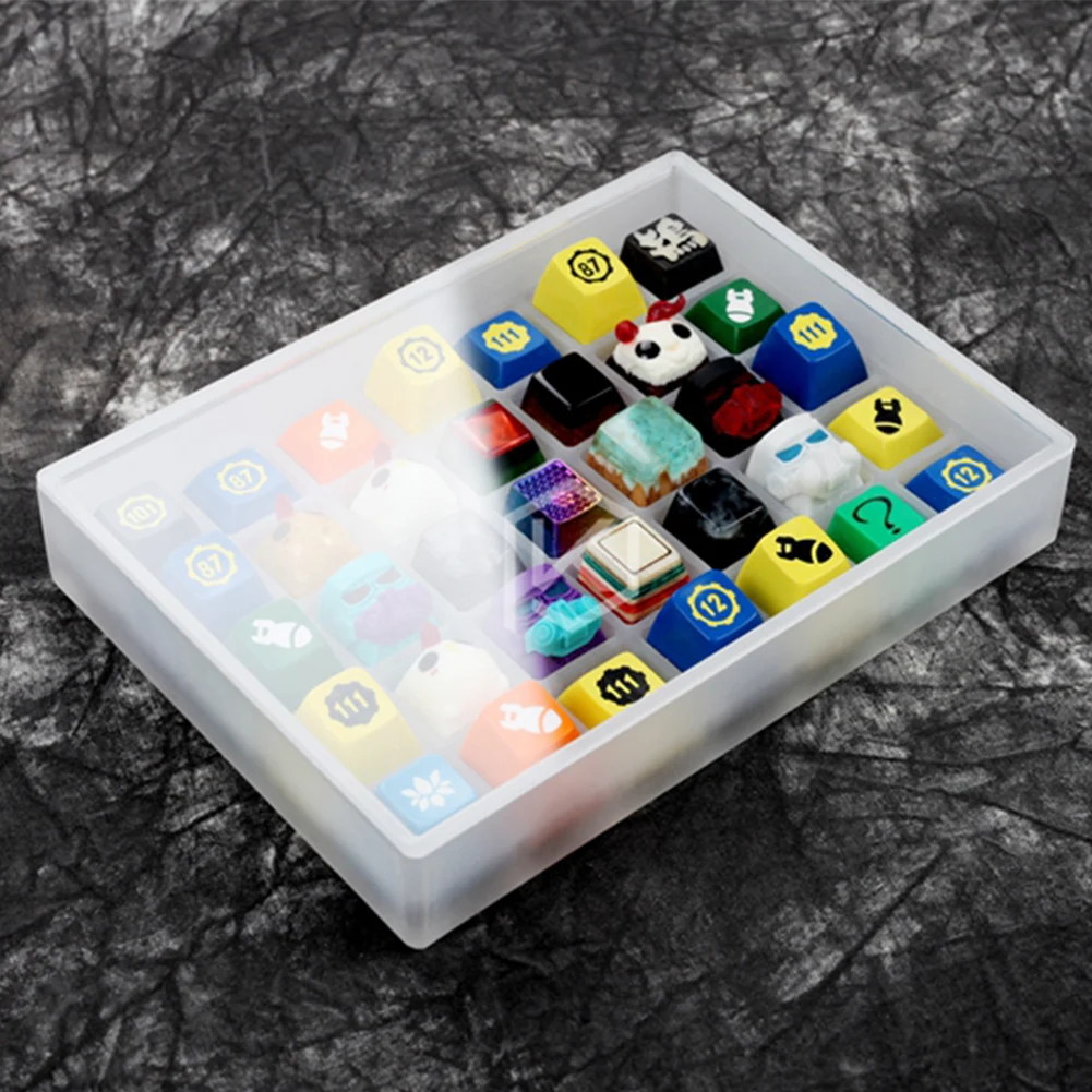 

DIY Acrylic Storage Box For OEM Orignal Profile Keycaps 2cm 7x5 Lattice Partition Creative 3D Metal Resin Keycap Display Case