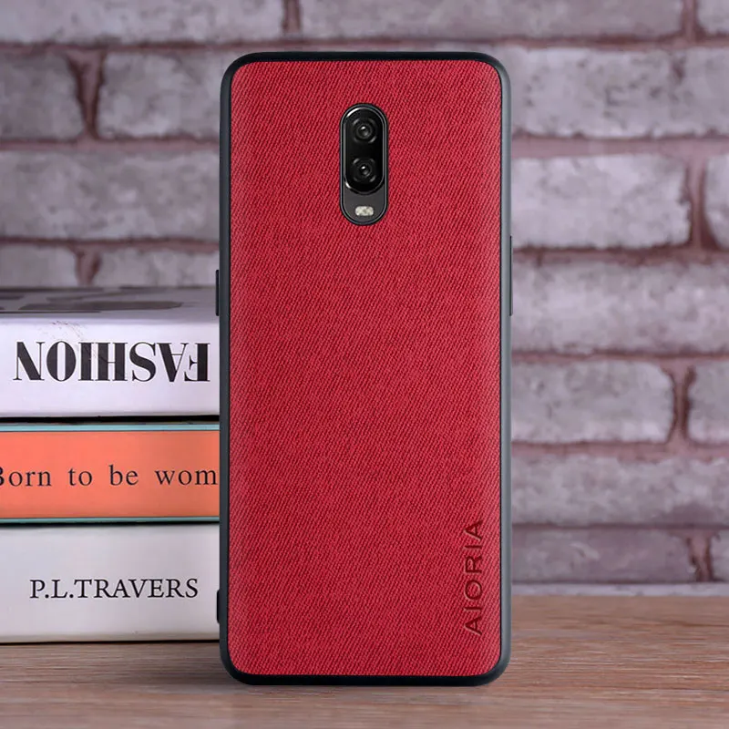 Case for Oneplus 6T 6 coque Luxury textile Leather skin soft TPU hard PC phone cover for Oneplus 6T case funda