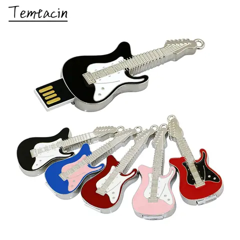 Metalowa gitara elektryczna 32GB USB 2.0 dysk Flash kreatywna muzyka gitara Pen Drive 8GB 64GB 128GB 256GB Pendrive Cle pamięć USB