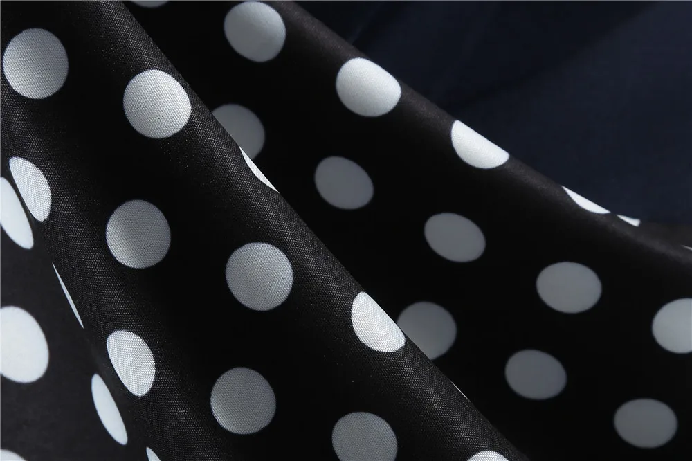 Polka Dot Print Women Summer Dress Black Patchwork Sleeveless V Neck Elegant Vintage Party Casual Midi Dress