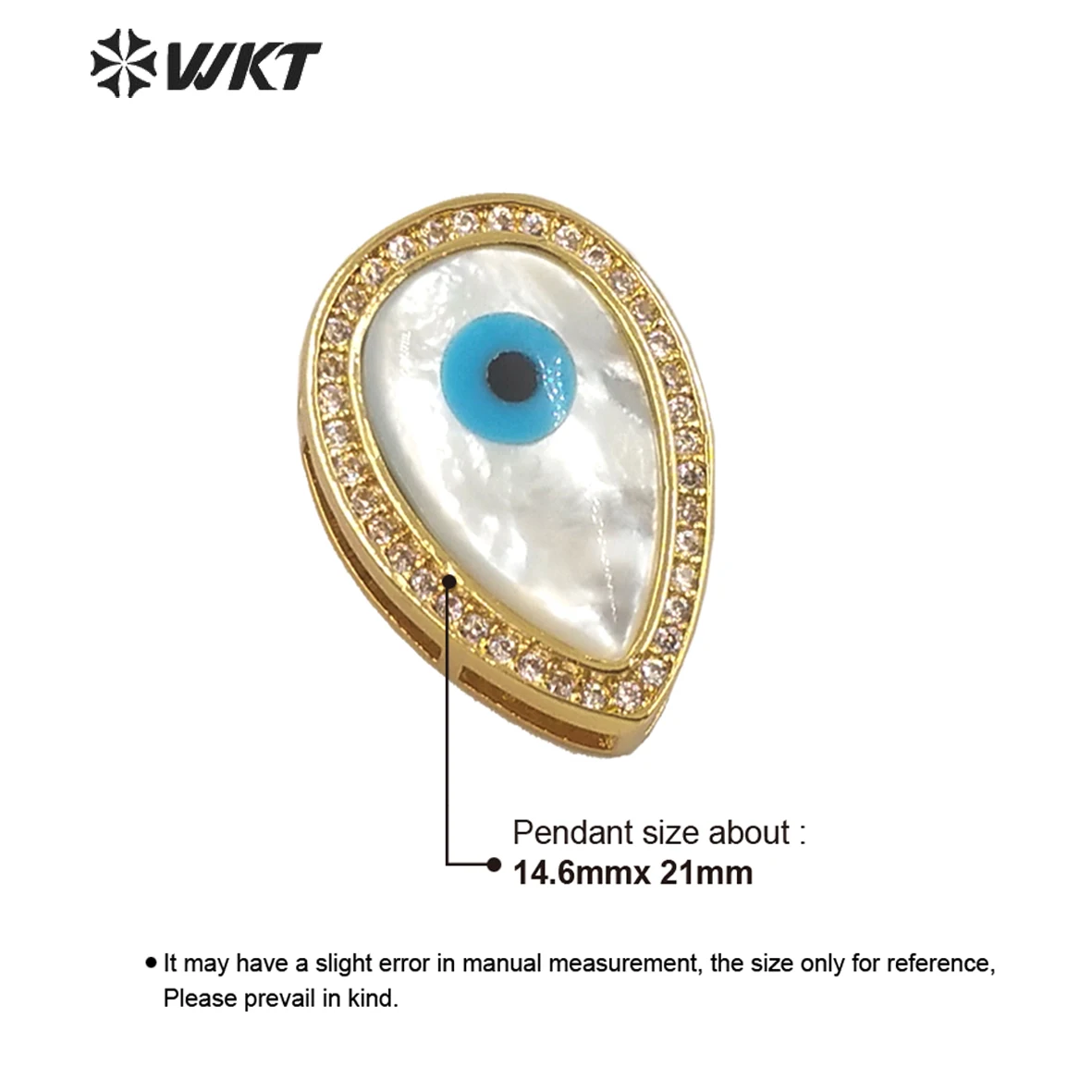 WT-MP205 Fashion Micropave CZ Setting Gold Plated Natural White Shell Eye Pendants Waterdrop Shape Jewelry For Necklace DIY