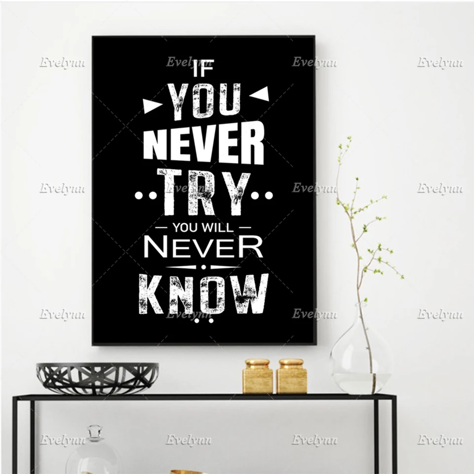 Canvas Never Know Letters Print Pictures Cool Cartoon Lot Wall Art Paintings Home Decor Module Poster Living Room Floating Frame