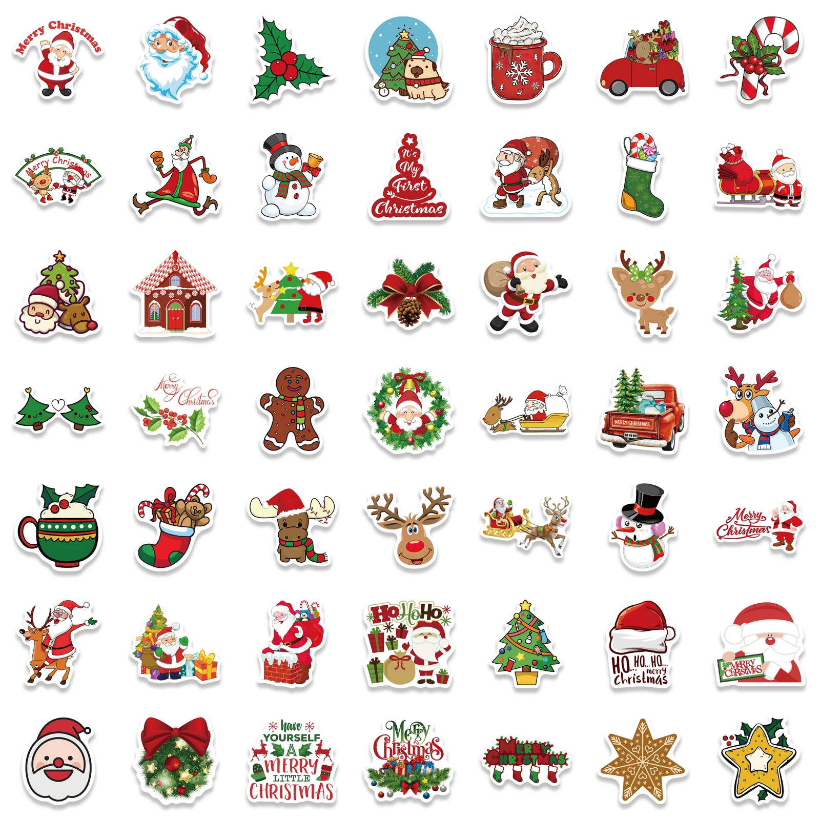 50/100pcs New Year Merry Christmas Stickers Deer Santa Claus Snowman Children Gift Decal DIY for Skateboard Luggage Suitcase