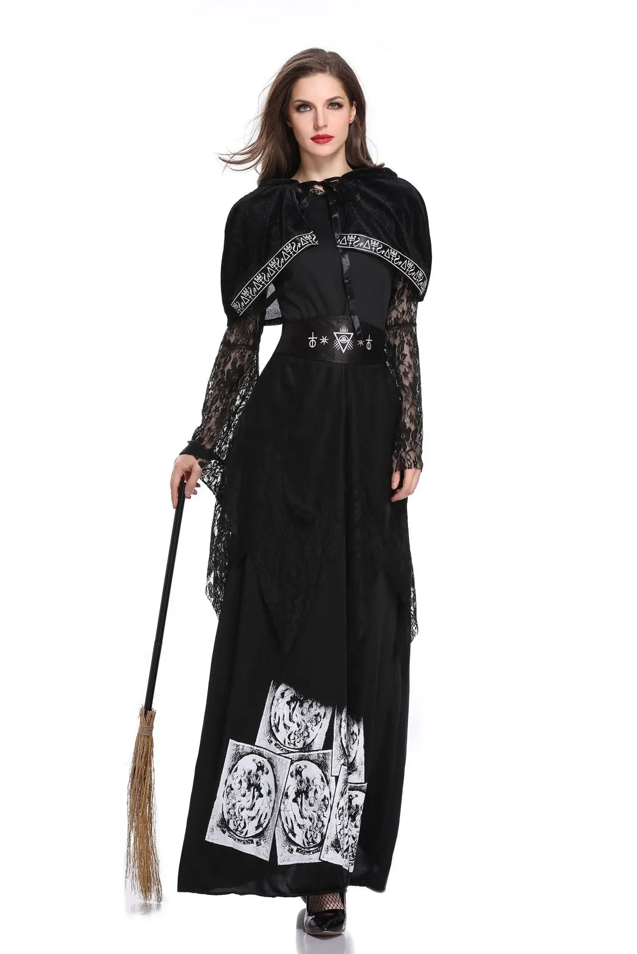 Capa con capucha del Día de los muertos para Halloween, disfraz de fiesta de bruja y calavera terrorífica, vestido de Cosplay de vampiro y diablo de Pascua