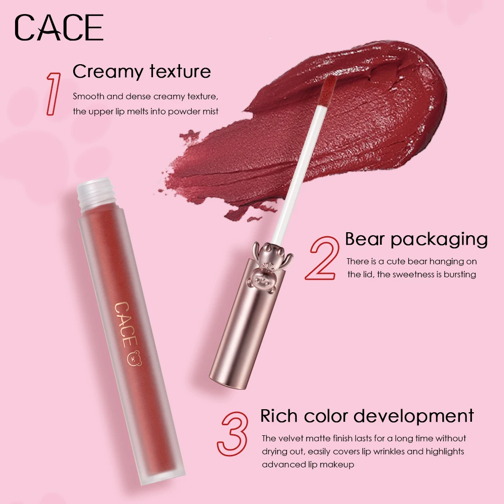 Sexy Women Lipstick Matte Lip Gloss 6 Colors Liquid Lipstick Lightweight Long Lasting Lip Tint Waterproof Moisturizing Makeup