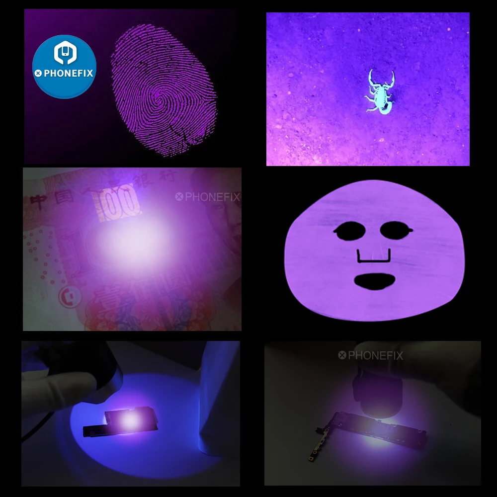 UV Flashlight Black light 5V USB UV Light Ultraviolet Blacklight PCB Circuit Board Green Oil Curing Purple Screen Refurbish Tool