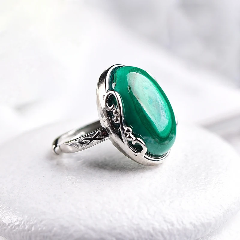 Fine Malachite Natural stone Ring Stone Ring Beautiful Simple Women Men Gift Elegance Fashion Crystal Ring Jewelry Wholesale