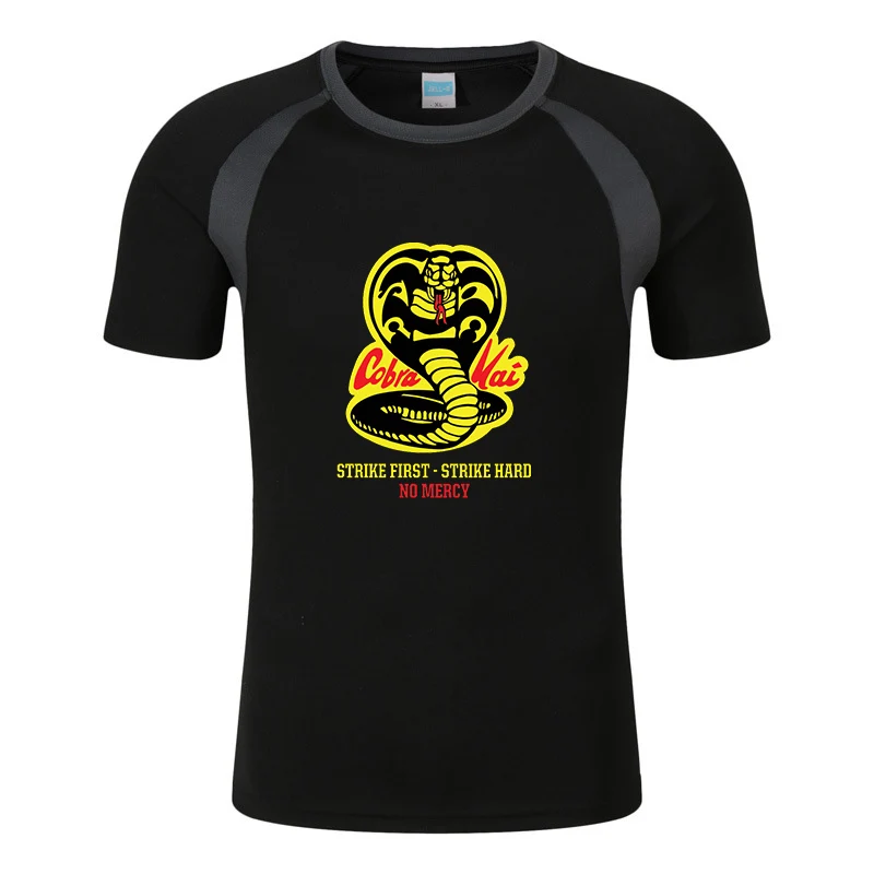 2022新夏コブラ会no mercyプリントメンズファッション無地ブロックラウンドネック半袖ラグランスリーブtシャツスポーツトップス