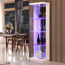 Glass Wine Cabinet Corner Cabinet Display Cabinet Solid Wood Household Cabinet Simple Modern Sideboards Cabinet One Piece