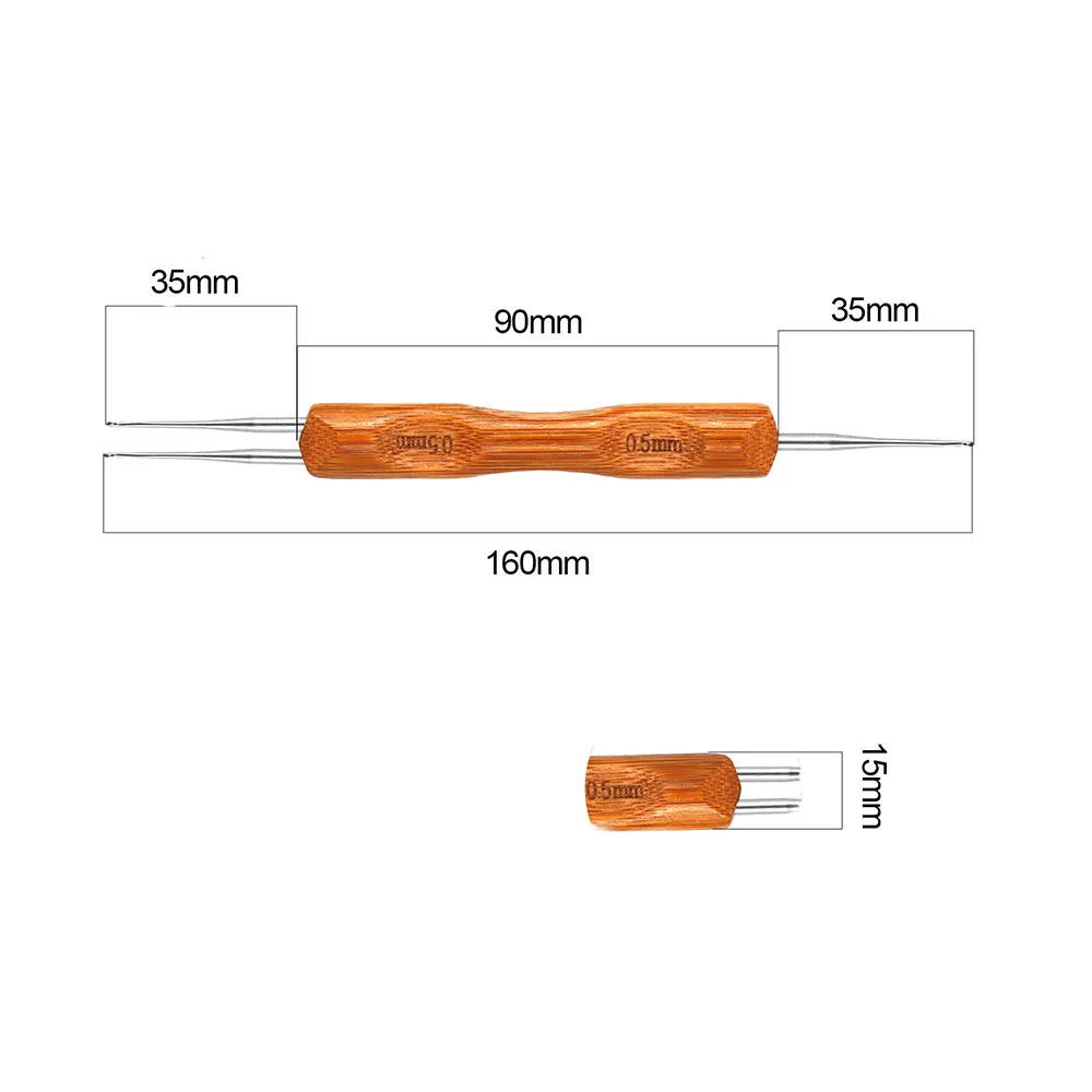 Инструмент для плетения дредов, 1 шт./лот, 1-2 крючка, 1-3 крючка, 0,5 мм, 0,75 мм, из натурального бамбука