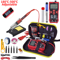 JCD Soldering Iron Kit LCD Digital Display Adjustable Temperature Iron With Multimeter 220V 80W Welding Tools Soldering Tips