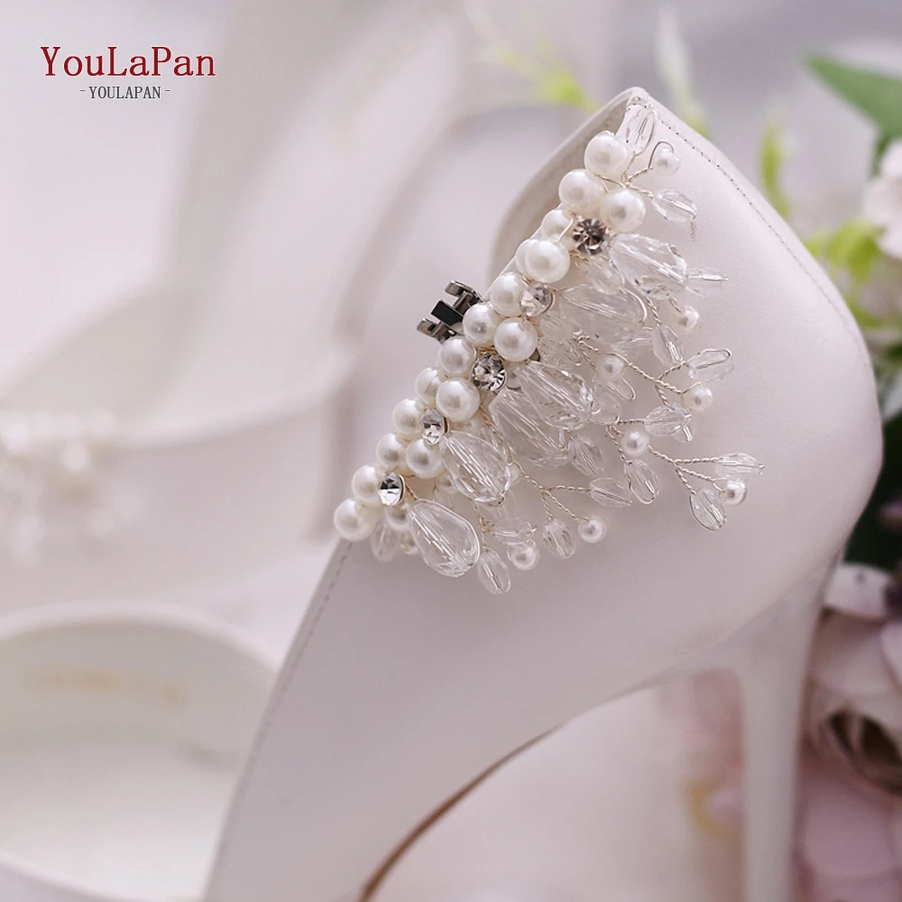 YouLaPan X13 1 Pair Rhinestone Pearl Shoe Clips Crystal Charm Flower Decorative Shoe Clips Fashion Wedding Shoes Accessories