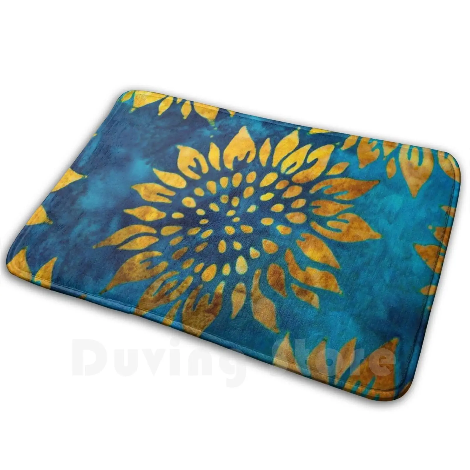 Gold Sunflower Pattern On Blue Tie Dye Field Carpet 324 Carpet Cold Hygiene Flu Quarantine