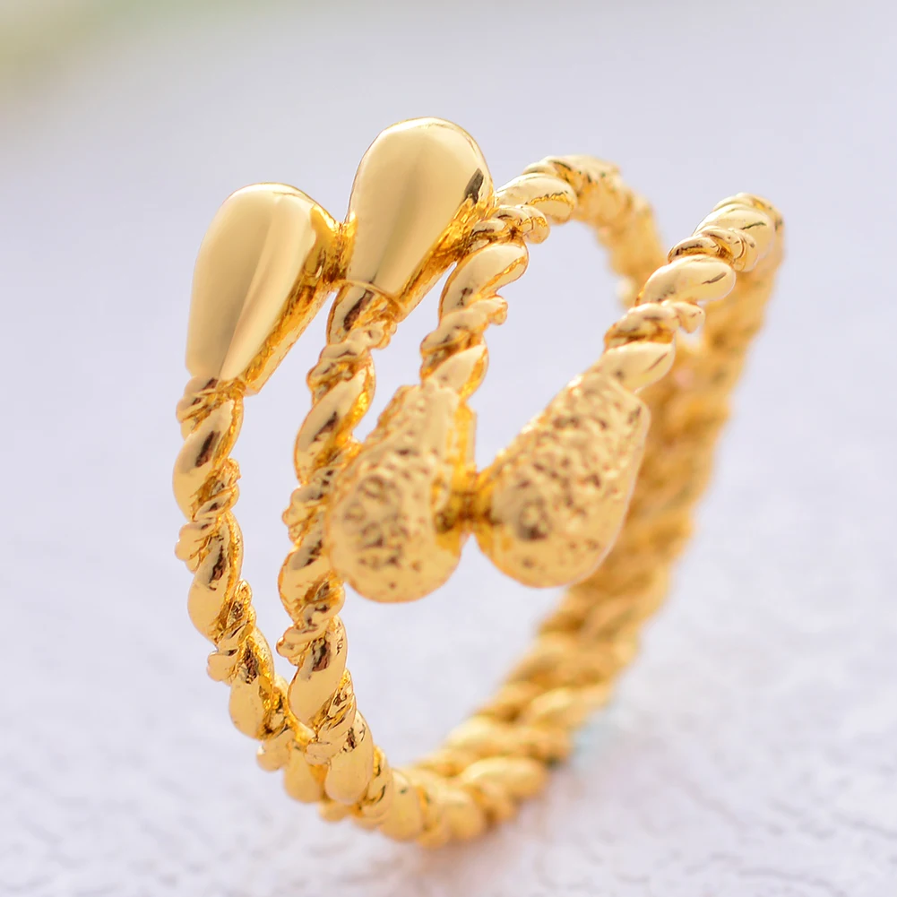 Dubai Gold Color Rings For Women African Jewelry Ethiopian Gold Color Wedding Bigger Rings Openable