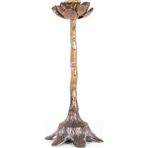 Euro Flora Copper Color Metal Candlestick 16x37 cm