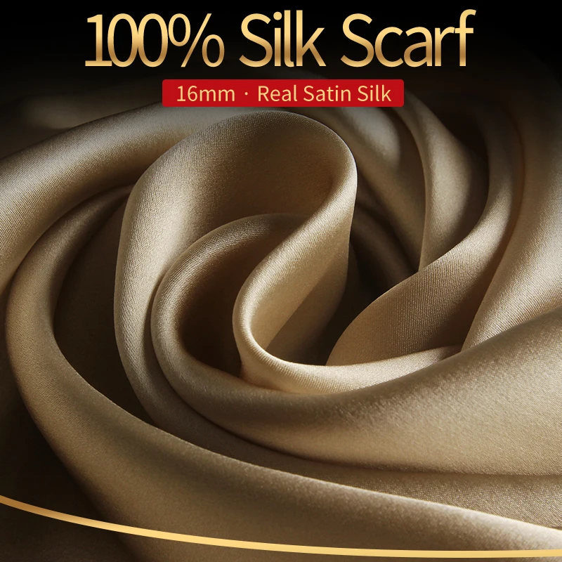 Pure Silk Long Scarf Women PInk Shawl 100% Real Silk Headscarf Luxury Foulard Femme Natural Silk Plain Satin Neckscarves