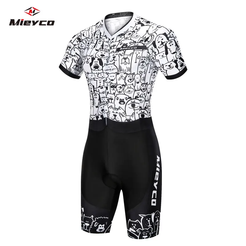 Triathlon Skinsuit White Cat Men Women Bicycle Triathlon Suit Bike Custom Clothing Cycling Sets Short sleeve Road cycle body Set