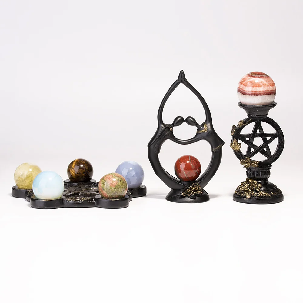 Couple Lovers Display stand for Crystal spheres Pentacle 7 stars Array Base Gemstone balls holder Resin Home Decoration ornament