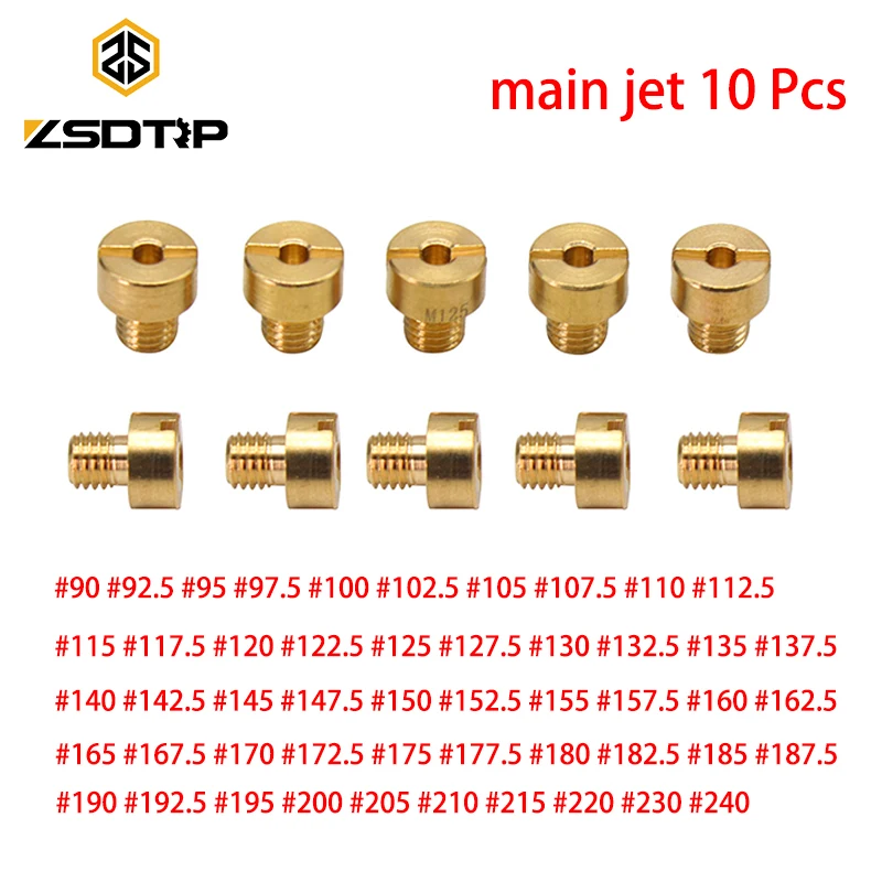 ZSDTRP-Rosca de chorro principal de carburador, Kit de inyector de carburador, tamaño de boquilla 90-240, para HSR40, HSR42, TM36, VM16, VM29, 10 unids/set por juego