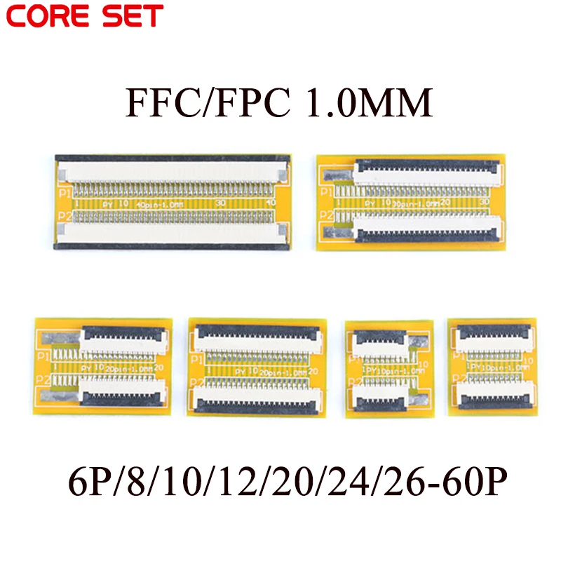 5PCS FFC FPC 1.0mm Flexible Flat Cable Lengthen Extension Board Adapter Board 4P 5P 6P 8P 10P 12P 16P 20P 24P 30P 40P 50P