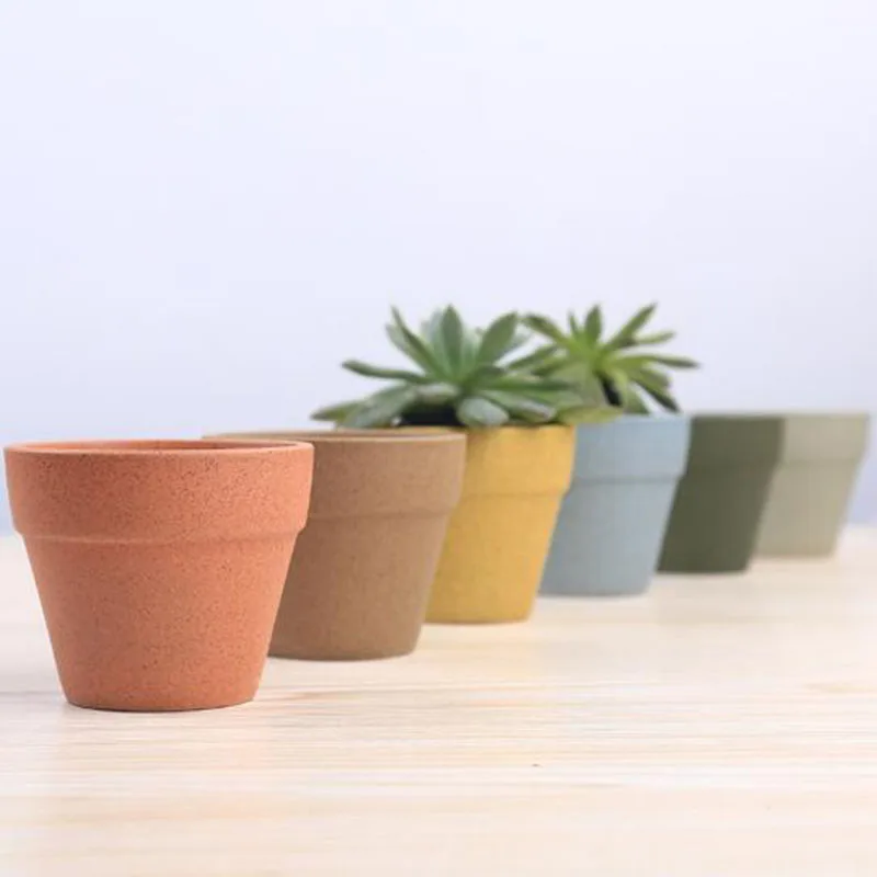 Coarse Pottery Candy Color Flowerpot Breathable Succulent Plant Pot Simple Style Planter Fleshy Container Desktop Ornaments