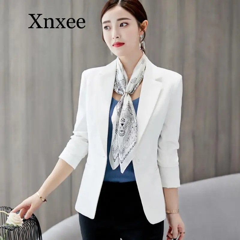 Doanh Nhân Lịch Lãm Áo Khoác Nữ Phong Cách Công Sở Chính Thức 2020 Phụ Nữ Full Tay Làm Áo Khoác Blazer Nữ Áo Khoác Thường 6 Màu Xanh Da Trời