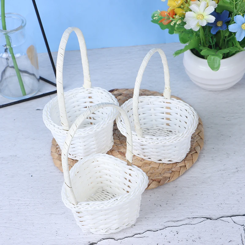 1PCS Rattan Hand Basket Rattan Foldable Hanging Flower Pot Planter Woven Dirty Laundry Hamper Storage Basket Holder Case