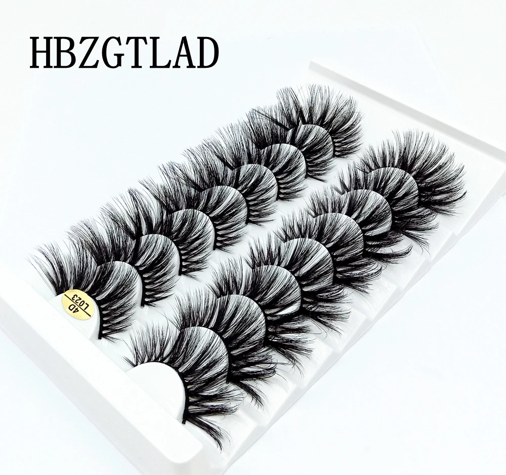 HBZGTLAD 8 Paare 25 mm lange 3D-Nerzwimpern, natürliche, lange, künstliche Wimpern, dramatisches Volumen, falsche Wimpern, Make-up-Verlängerungswimpern – Detail 18