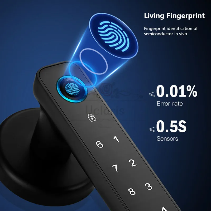 Tuya APP Smart Door Lock Wifi Bluetooth Remote Control Biometric Fingerprint Lock With Key Password For Home Office Security