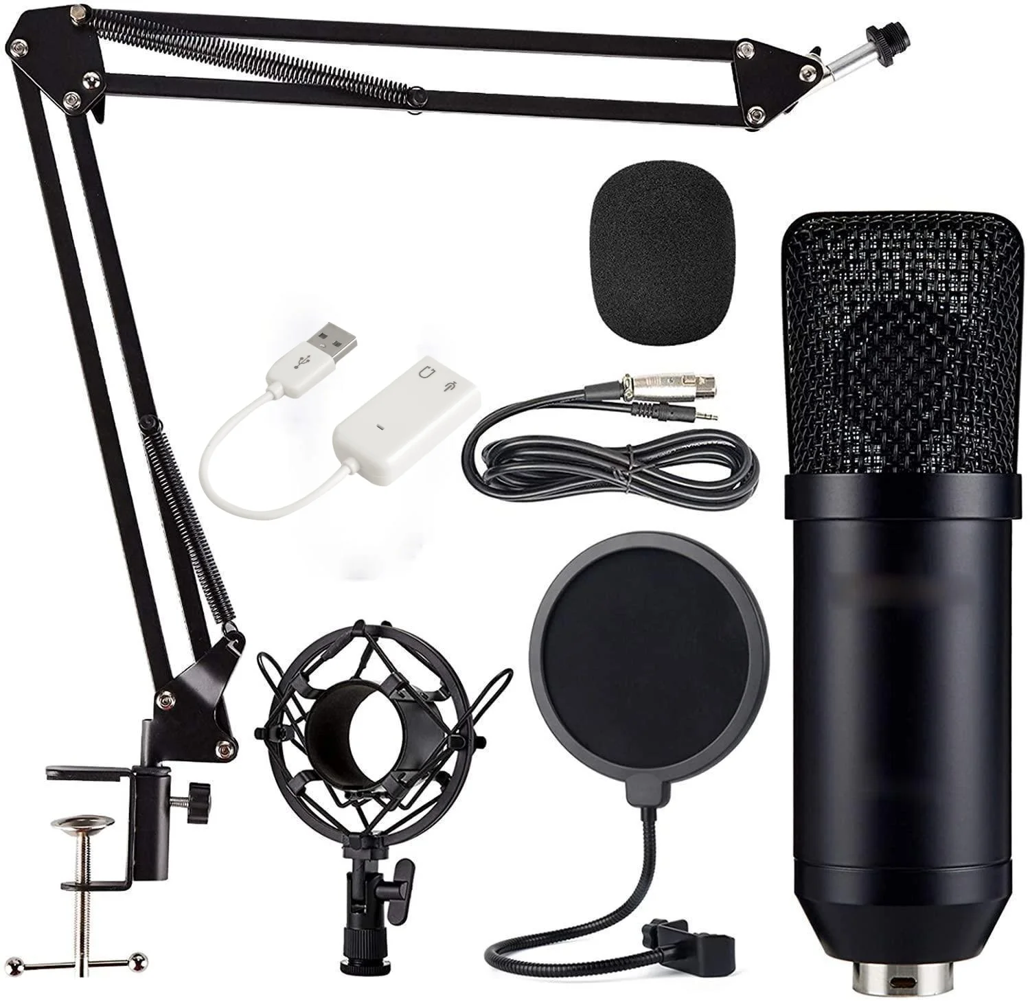 Condenser Microphone Computer Mic Kit  Professional Studio Recording Bundle for Streaming Gaming Broadcasting Singing Videos wit