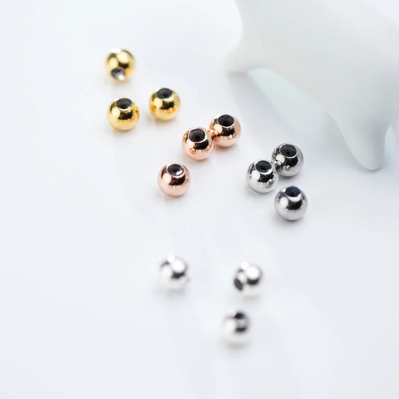 

Бусины круглые из серебра 925 пробы, 3, 4, 5, 6 мм, Нескользящие, 2 шт.