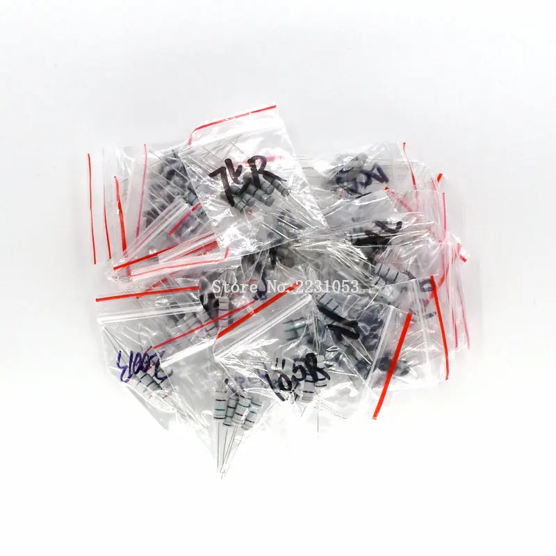 150PCS/Lot Carbon Film Resistor Kit 2W 0.1R ohm-750R ohm 30Kinds Each 5 pcs 2w 0.1ohm-750ohm Color Ring Resistance