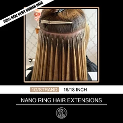 Fairy Remy Hair 1g/s 16-18 inch Remy Nano Tip Hair Extensions Brown Color Keratin Straight European Micro Beads Hair 50 Pieces