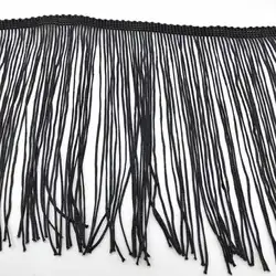 New 10 yards Black 15cm Long Fringe Lace Tassel Polyester Lace Trim Ribbon Sew Latin Dress Stage Garment Curtain DIY Accessories