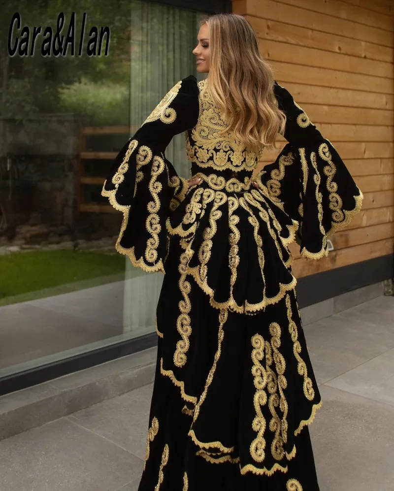 Kosovo Evening Dresses For Women Wedding Party Dress Sleeves Lace Applique Albanian Velvet Prom Gowns robe de mariage Customized