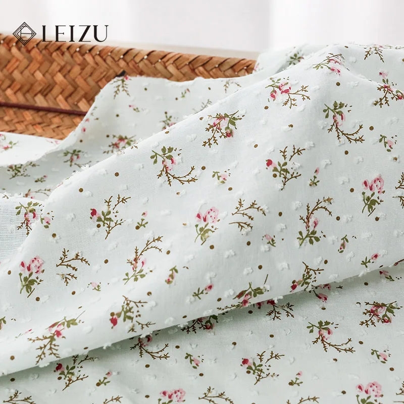 Summer Children\'s Clothes Fabric Thin And Soft Cotton Jacquard Fabric Floral Print By Half Yard TJ3468