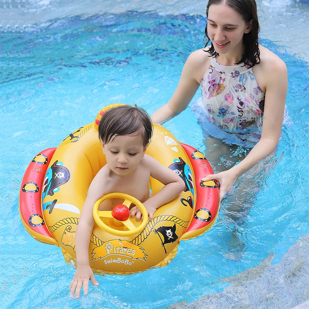 Baby Swimming Pool Float With Water Gun Accessories Swim Ring Inflatable Floating Fun Toys Swim Seat Boat For 3-6Y