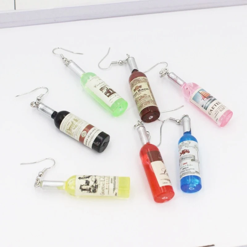Cute Wine Bottle Drop Earrings Women Novelty Cocktail Wine Dangle Female Jewelry Party Gift Brincos