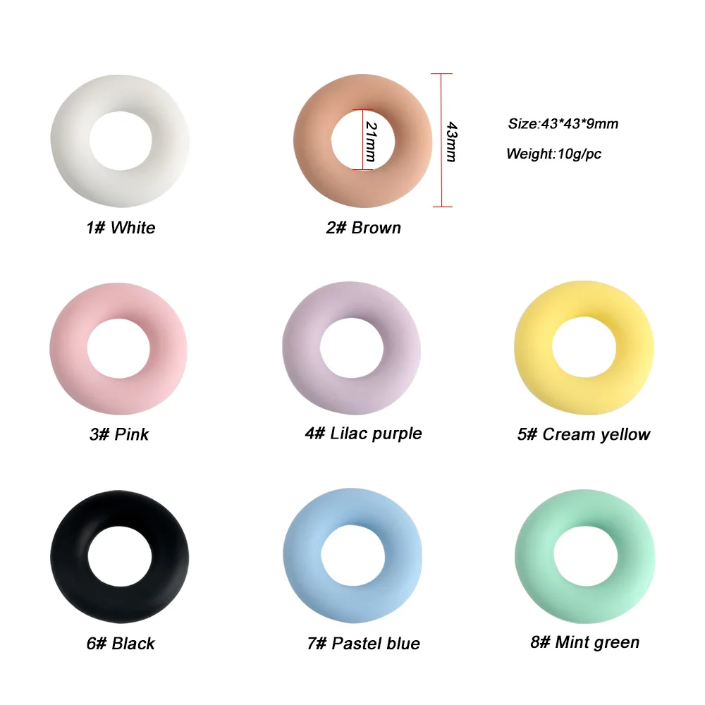 5Pcs Silicone Heart Ring Round Ring BPA Free Silicone Teether Baby Teething Ring DIY Necklace Jewelry Pacifier Pendant