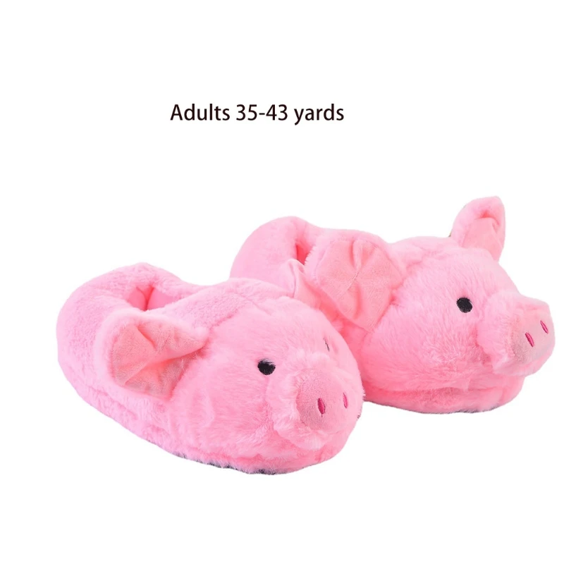 Cute Pink Toot Pink Pig Plush Slippers Home Indoor Piggy Soft Girl Heart Pig Pig Warm Cotton Slippers for Ladies