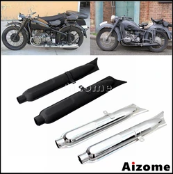24HP Motorcycle Fish Tail Exhaust Mufflers For BMW K750 M1 M72 R71 R12 CJ Dnepr MT12 Steel Exhaust Pipes Ural Side Car Muffler