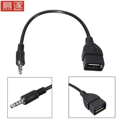 2PCS3.5MM To USB Adapter Car Audio Aux Cables Jack Male Converter Charge Charging OTG Car Audio U Disk Connection For GPS CD DVD