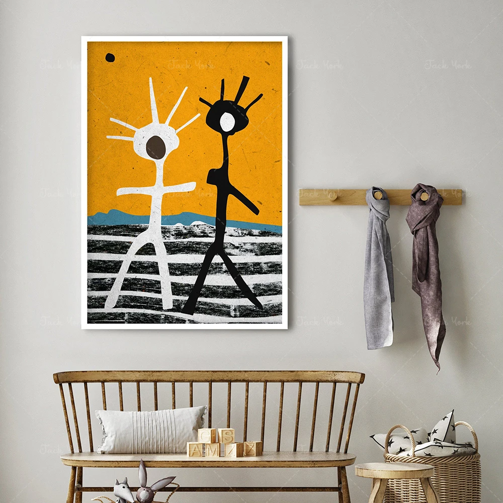 مجموعة ملصقات أفريقية معاصرة مع صورتين، وشخصيات الدافع العرقي، والرسوم التوضيحية القبلية العرقية الأفريقية